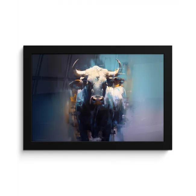 Stier - Zwart - Abstract - Horens fotolijst zwart zonder passe partout klein -3d
