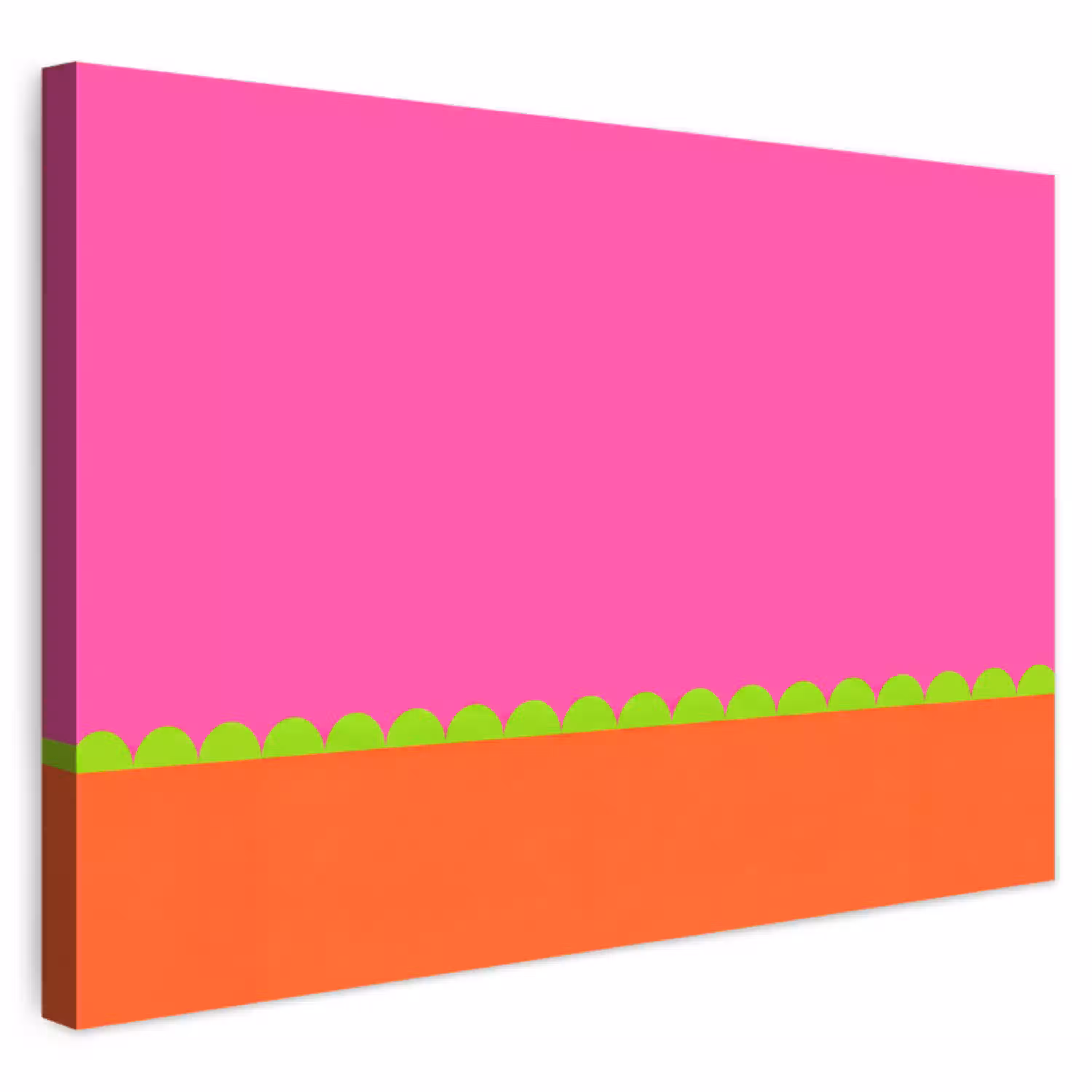 Abstract - Geometrisch - Kleurblokken - Roze - Oranje Tuinposter op houten frame 2 cm dik klein -3d