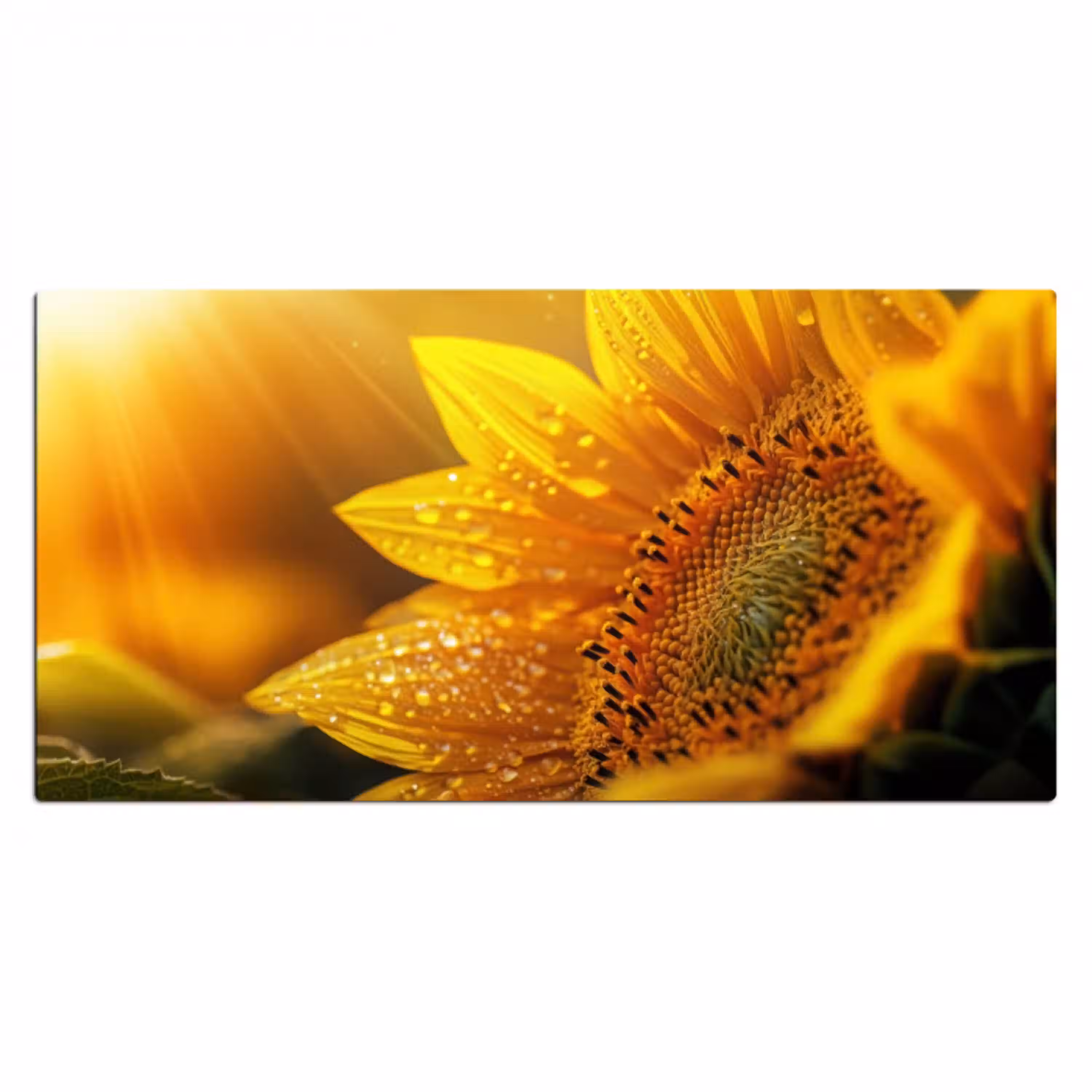 Zonnebloem - Dauwdruppels - Geel - Zonlicht Muismat XXL klein -3d_leeg