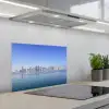 Skyline - Blauw - Zee - Gebouwen - Stad keuken achterwand spatscherm klein -3d_schuin