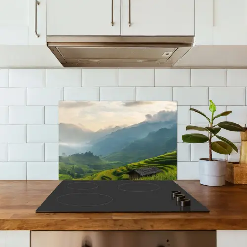 Rijstvelden - Bergen - Groen - Natuur keuken achterwand spatscherm klein -sfeer2