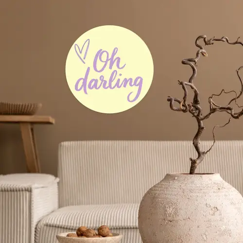 Oh darling - Geel - Hart Wandcirkel behangsticker klein -sfeer1