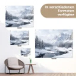 Sneeuwlandschap - Bergen - Rivier - Winter tuinposter los doek klein -Xsfeer9_DE