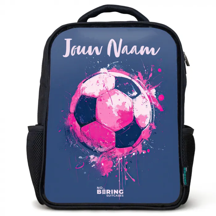 Voetbalvibes -  Verf - Roze - Blauw Rugzak - Zwart middel -3d