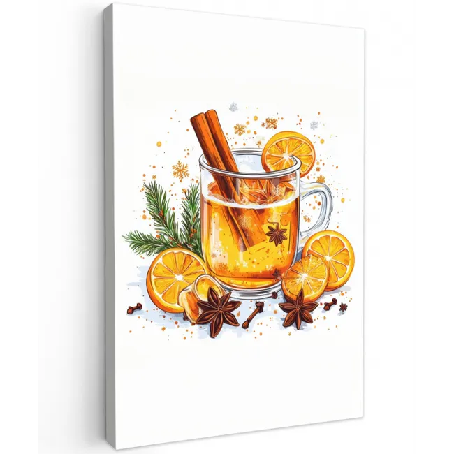 Warm - Thee - Oranje - Kaneel Tuinposter op houten frame 2 cm dik middel -3d