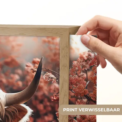 Schotse hooglander - Dier - Natuur - Bloemen - Botanisch Light Box met batterij (Wandlamp) middel -USP_websiteprintNL