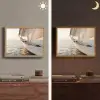 Zeilboot - Zee - Beige - Zon Light Box met batterij (Wandlamp) middel -sfeer3