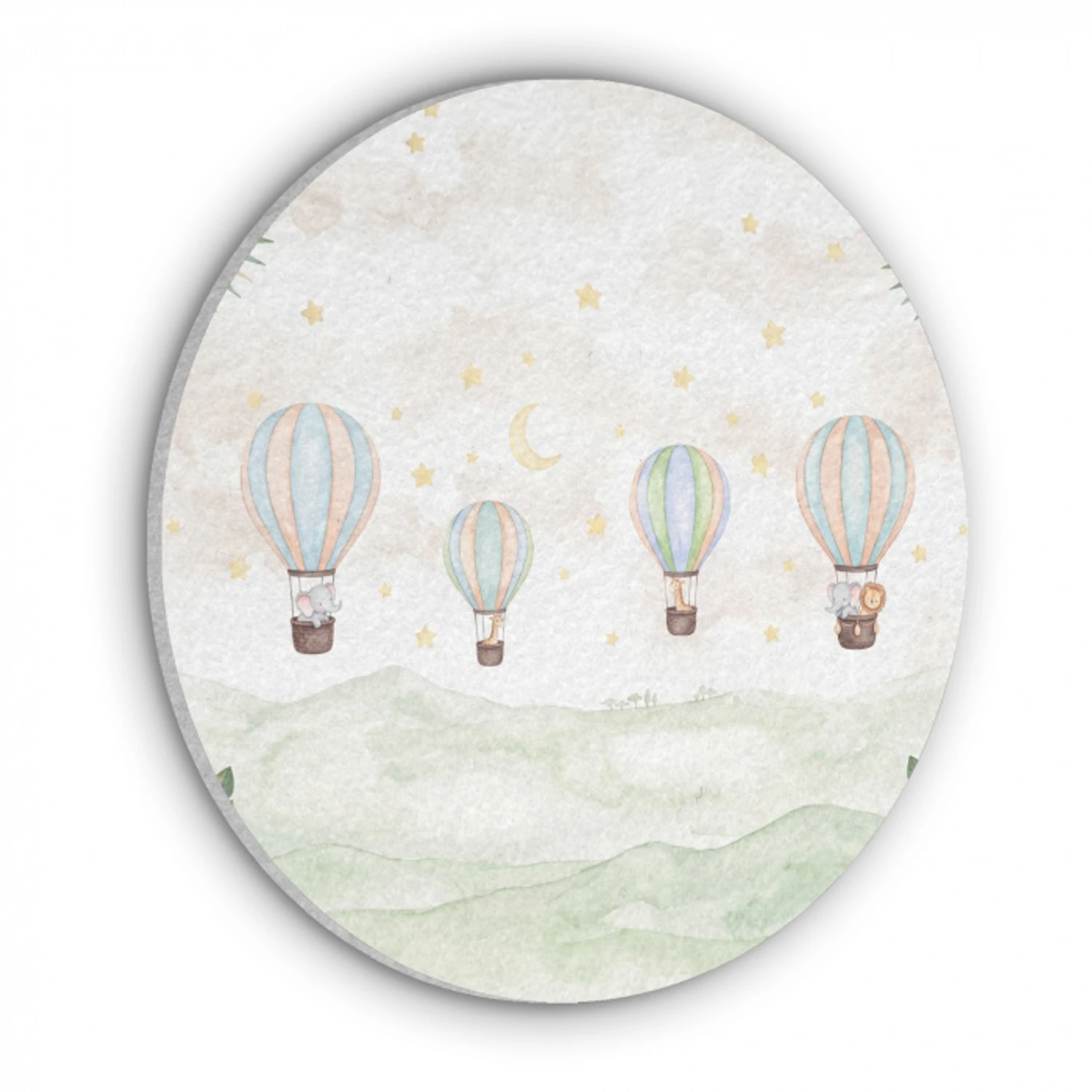 Aquarel - Luchtballonnen - Pastel Akoestische PET Vilt - Rond klein -3d