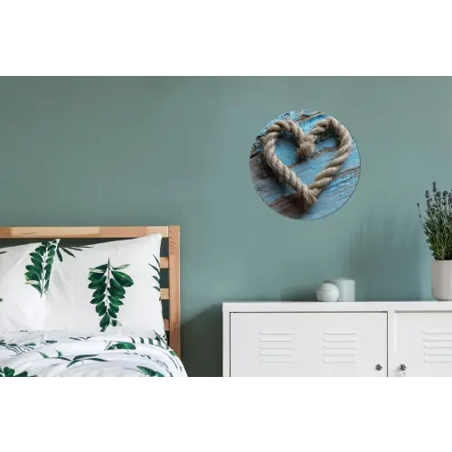 Hart - Touw - Hout - Rustiek Wandcirkel aluminium klein -slaapkamer