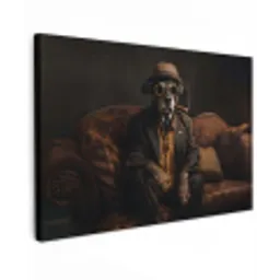 Hond - Sigaar - Hoed - Pak Tuinposter op houten frame 2 cm dik klein -3d