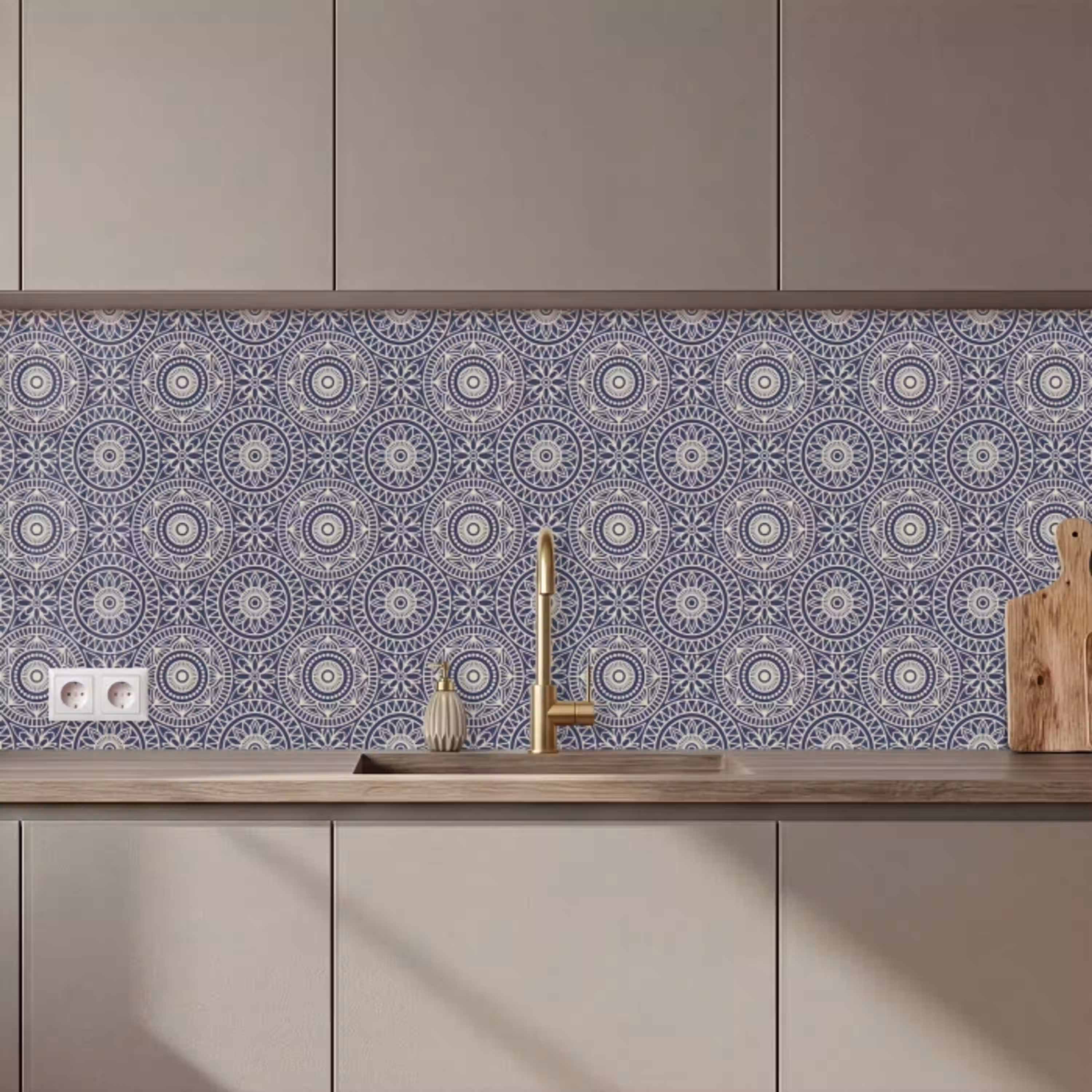 Mandala - Blauw - Patroon keuken achterwand 2 middel 871 zz_3dshopping