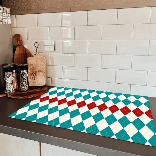 Illustratie - Ruiten - Rood - Groen Inductie beschermer vinyl 3mm klein 276 -sfeer3