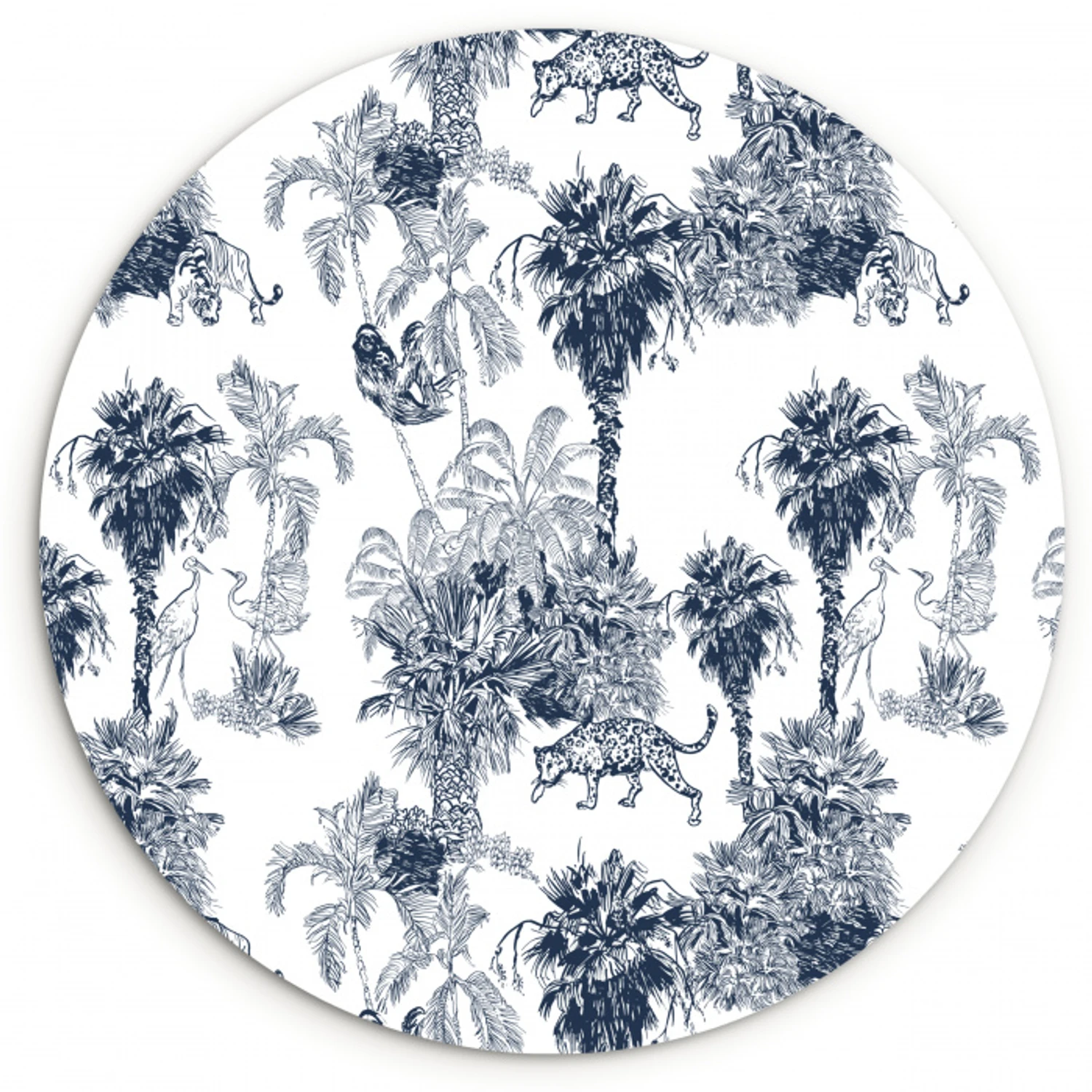 Jungle - Beplanting - Blauw Wandcirkel plexiglas klein 852 -3d