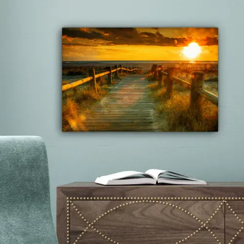 Zon - Strand - Duin - Horizon - Gras - Pad - Oranje canvas 2cm klein -sfeer4