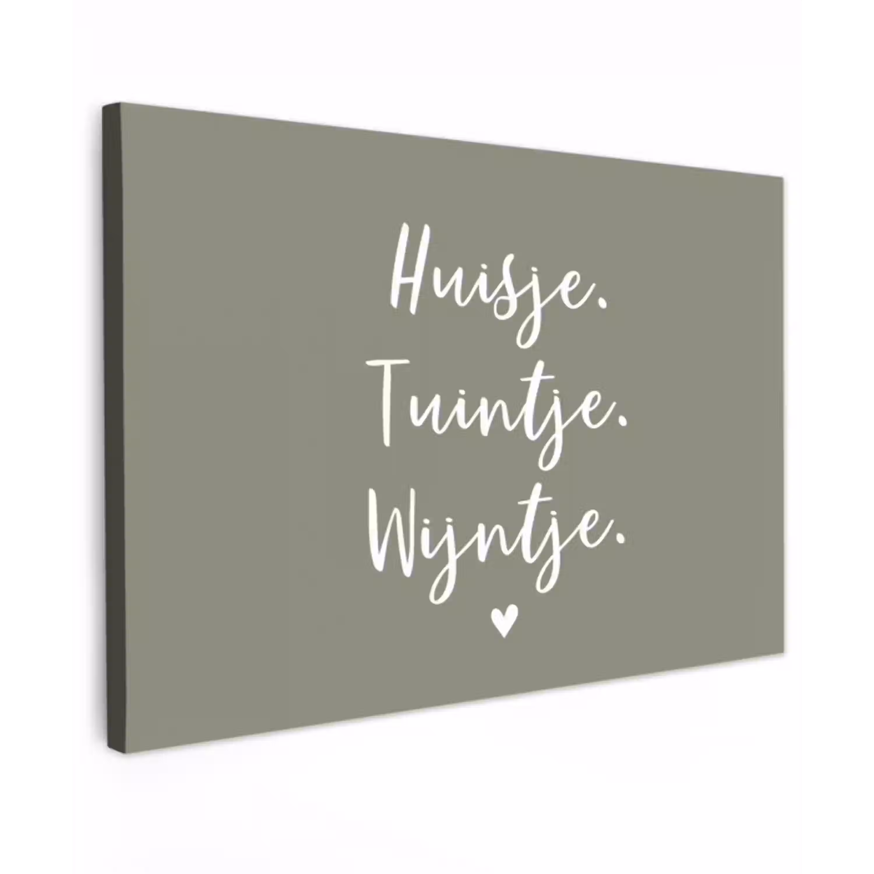 Tekst - Huisje, tuintje, wijntje - Thuis - Quotes - Wijn Tuinposter op houten frame 2 cm dik klein -3d