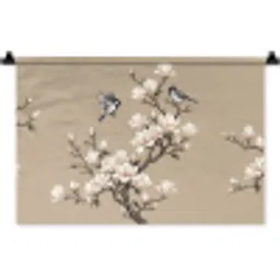 Oosters - Vogels - Beige Wandkleed katoen klein -zz3d