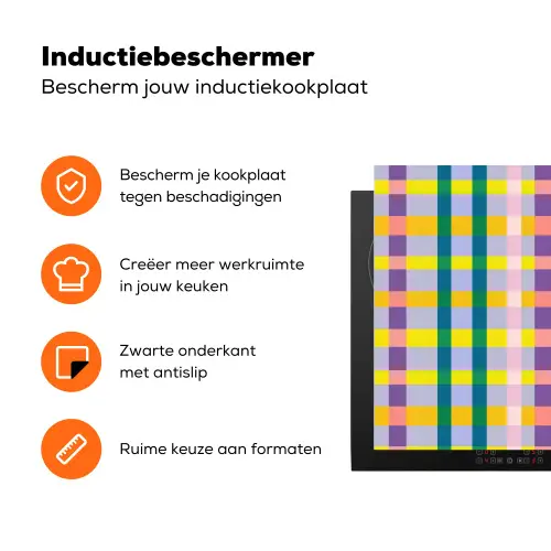 Ruit - Patroon - Kleurrijk Inductie beschermer vinyl 3mm klein 276 -zzzzzzz-td-ups