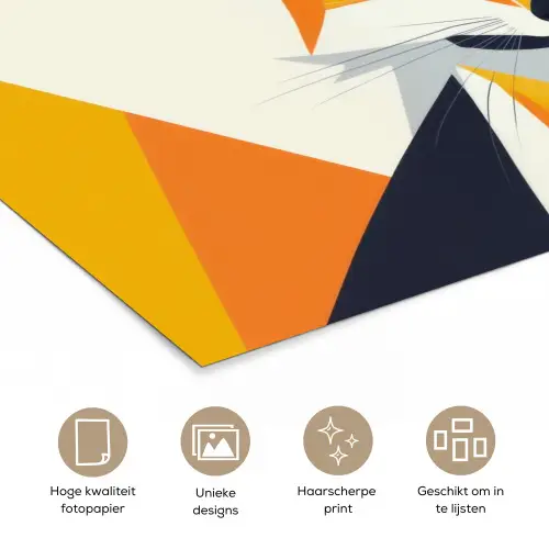 Vos - Oranje - Abstract - Driehoeken poster papier klein -closeup_NL