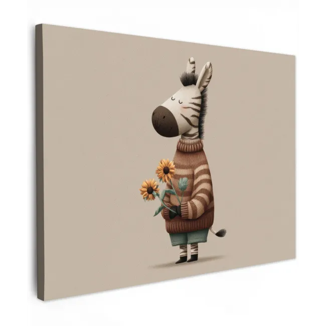 Canvas Print - Zebra - Sunflowers - Warm