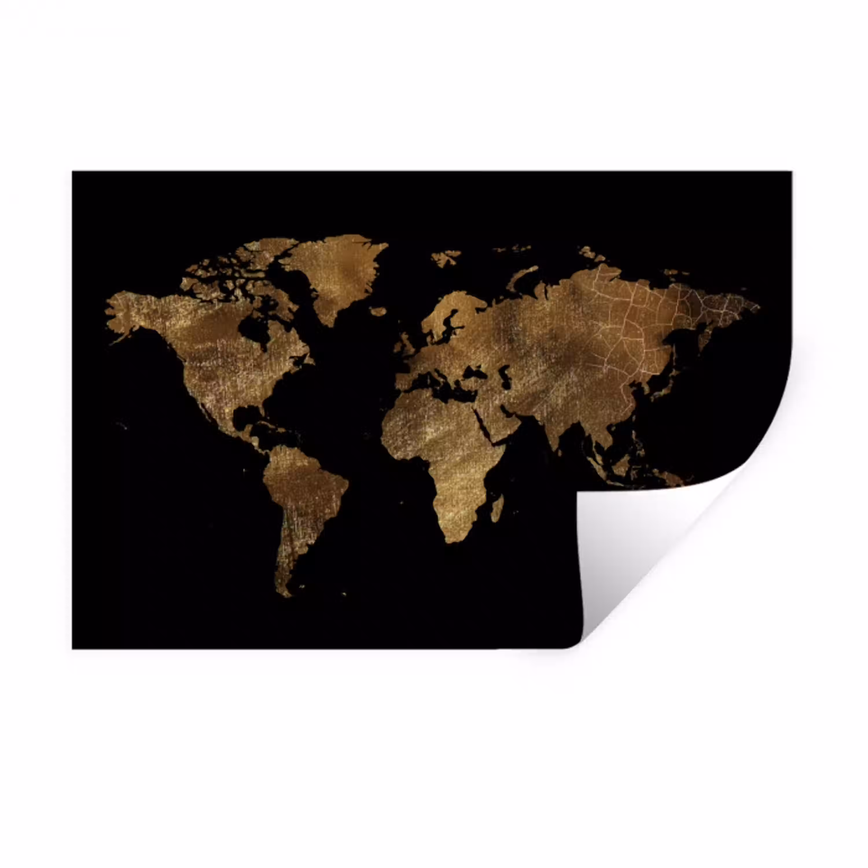 Wereldkaart - Goud - Luxe - Aarde - Zwart Muursticker klein -3d