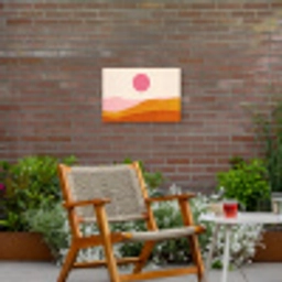 Zon - Heuvels - Abstract - Roze Tuinposter op houten frame 2 cm dik klein -sfeer3