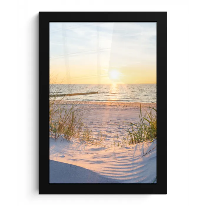 Strand - Zon - Duin - Gras - Zand - Horizon fotolijst zwart zonder passe partout klein -3d