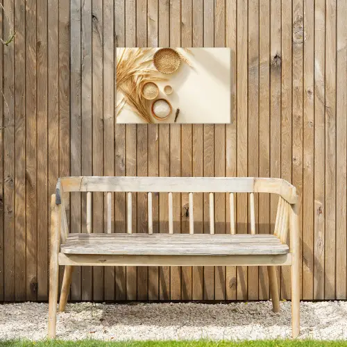 Granen - Hout - Kom - Beige Tuinposter op houten frame 2 cm dik klein -sfeer4