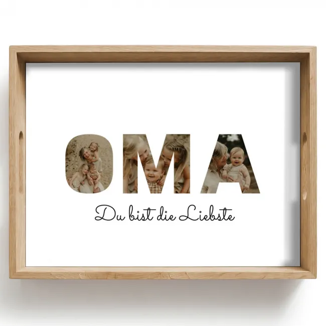 Personalisierte Tablett - Oma - Buchstaben-Collage