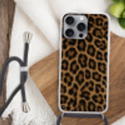 Pantervacht - Realistisch - Bruin Hoesje iPhone 16 Pro Max met koord klein -sfeer4