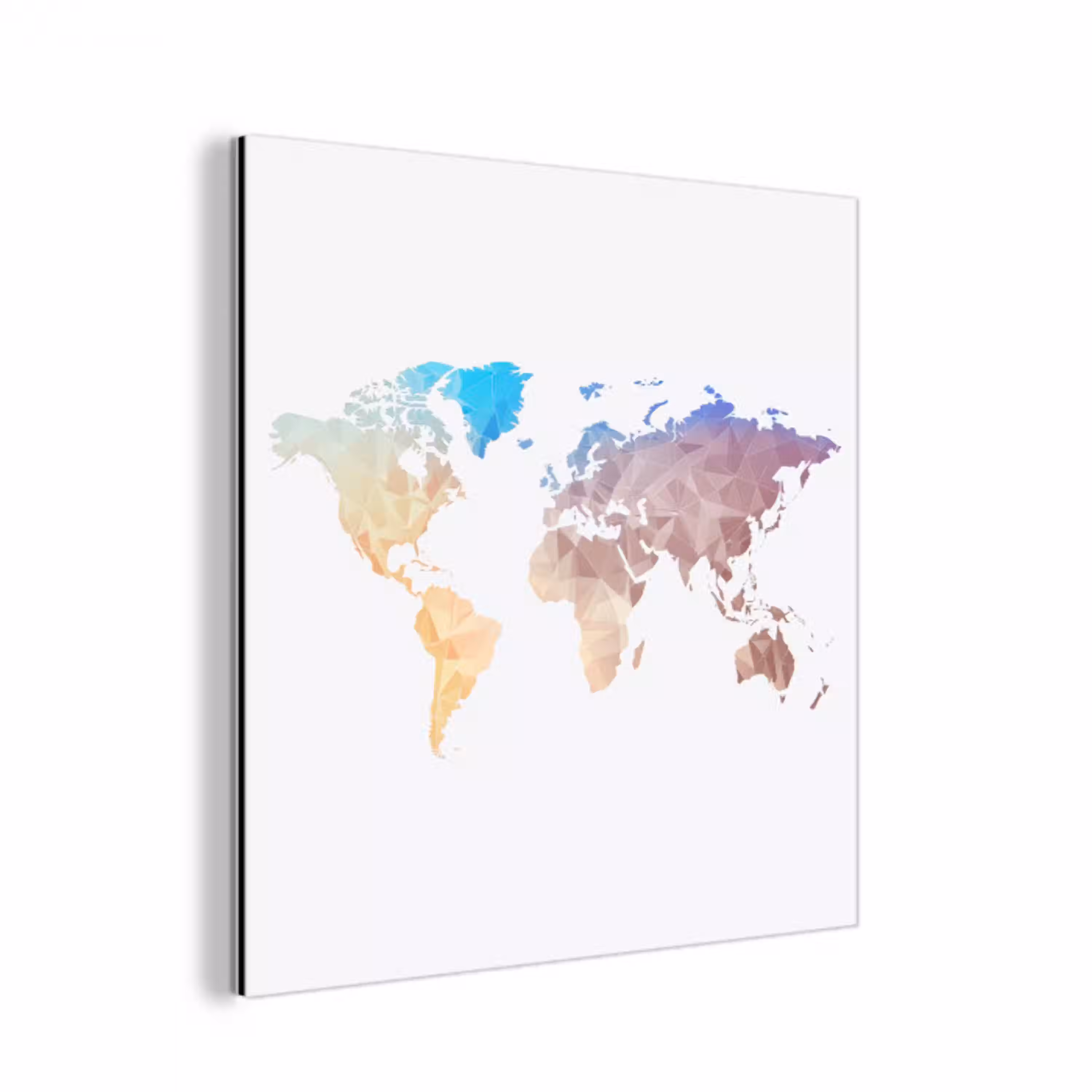 Wereldkaart - Pastel - Geometrie aluminium wit klein -3d