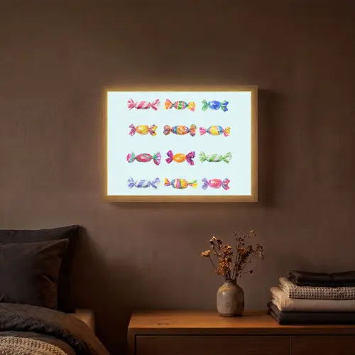 Snoepjes - Realistisch - Kleurrijk Light Box met batterij (Wandlamp) middel -sfeer4