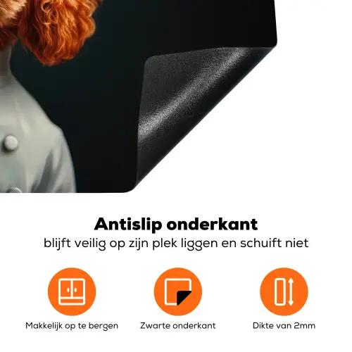 Bruin - Kok - Hondje Inductie beschermer vinyl 3mm klein -zzzzzzz-td-onderkant