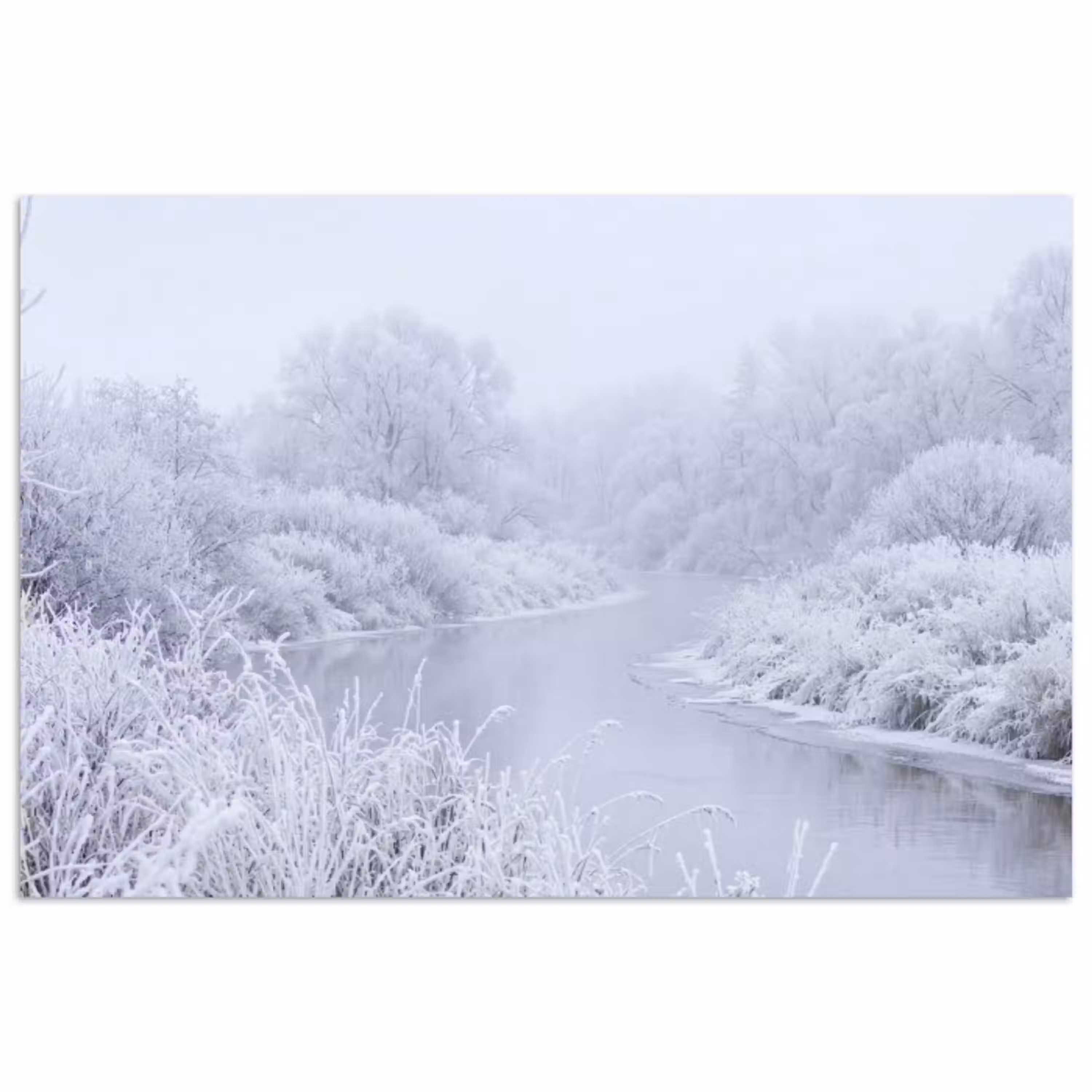 Rivier - Sneeuw - Bos - Winter - Schilderachtig poster papier klein -3d