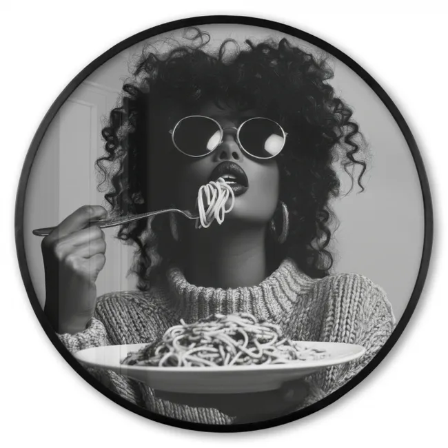 Ronde fotolijst - Vrouw - Pasta - Zwart - Wit