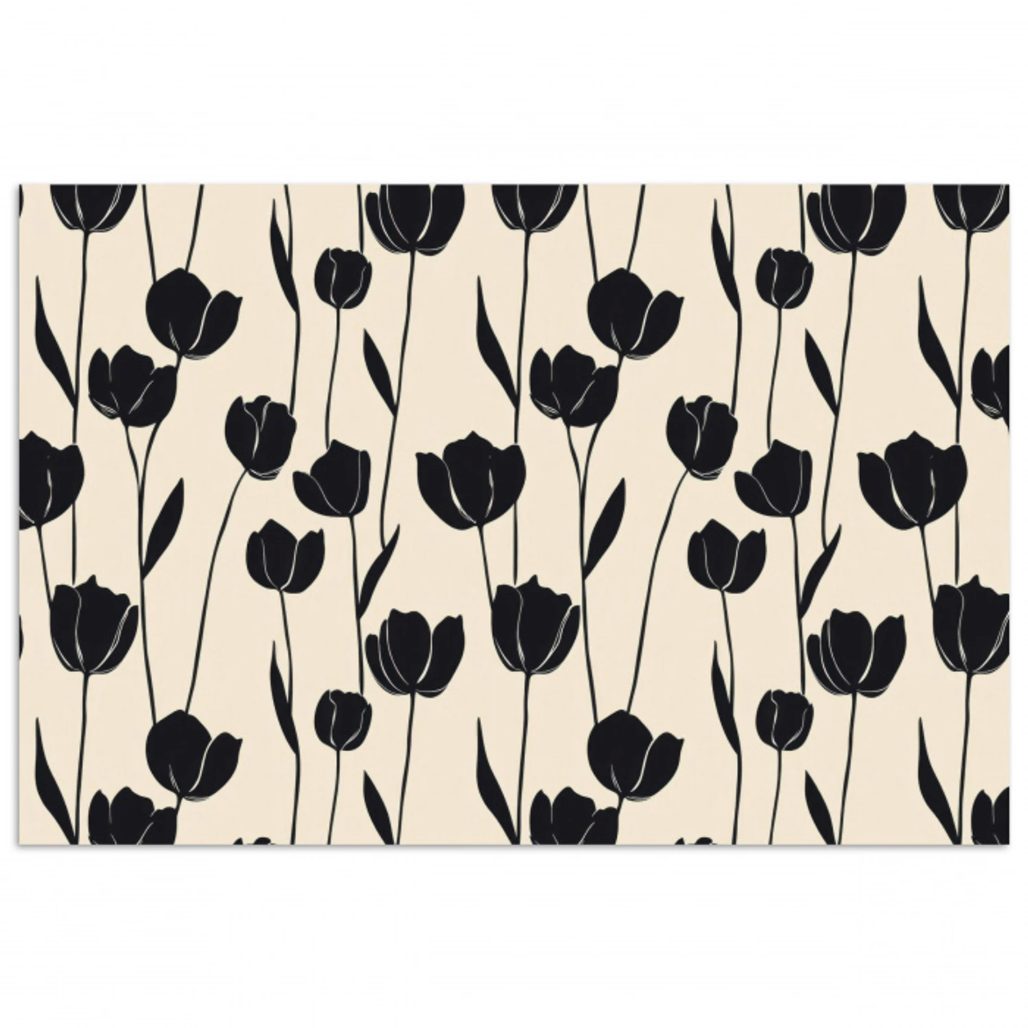 Tulpen - Patroon - Zwart poster papier klein 62 -3d