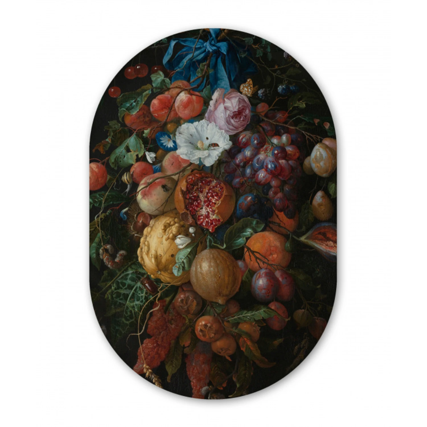 Festoen van vruchten en bloemen - Schilderij van Jan Davidsz. de Heem Wandcirkel Ovaal Forex klein -3d