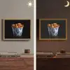 Kip - Bucket - Delfts blauw - Lekker Light Box met batterij (Wandlamp) middel -sfeer3