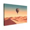 Luchtballon - Woestijn - Zonsondergang - Blauw Tuinposter op houten frame 2 cm dik klein -3d