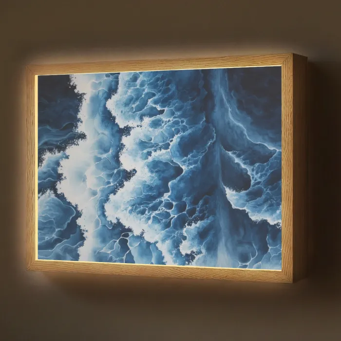 Golven - Blauw - Schuim Light Box met batterij (Wandlamp) middel -z3d_website