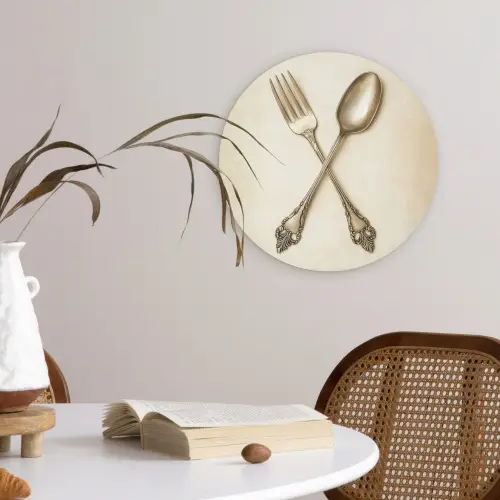 Beige - Vintage - Bestek Wandcirkel kunststof plaat 5mm dik klein -sfeer4