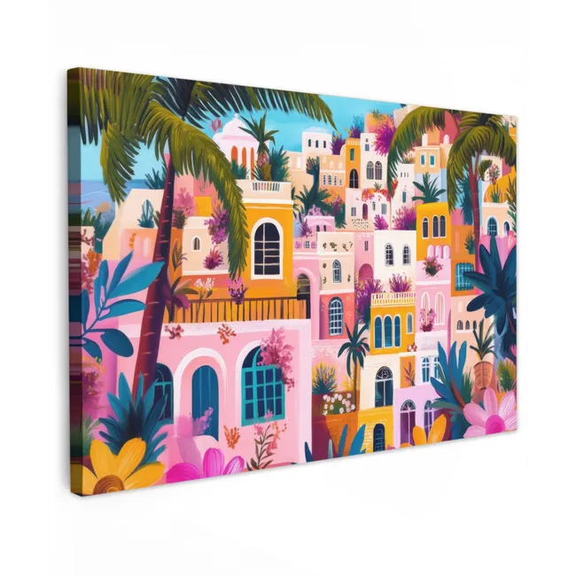 Outdoor Canvas Print - Colorful - Pink - Orange - Yellow - Flowers