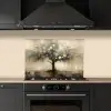 Beige - Abstract - Boom - Goud keuken achterwand spatscherm klein -sfeer1
