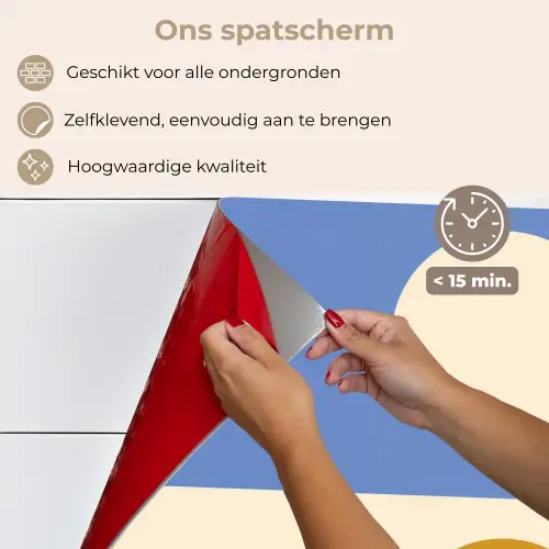 Cirkels - Symmetrisch - Wit - Blauw- Geel keuken achterwand spatscherm klein -spatscherm_NL