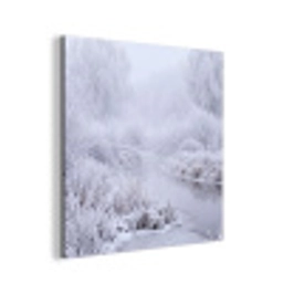 Rivier - Sneeuw - Bos - Winter - Schilderachtig aluminium wit klein -3d