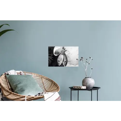 Vissen - Chef - Zwart - Wit Muursticker klein -plant