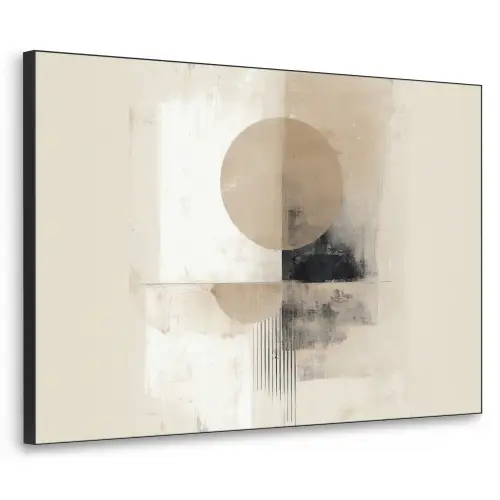 Cirkel - Compositie - Diepte - Beige Textielframe - compleet frame klein -3d