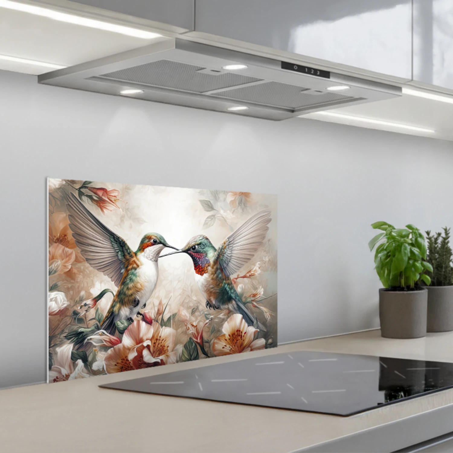 Kolibrie - Vogels - Bloemen - Natuur keuken achterwand spatscherm klein -3d_schuin