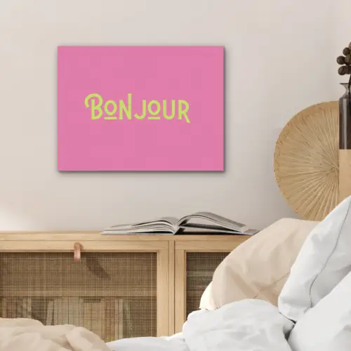 Roze - Groene Bonjour - art-deco PET vilt klein -sfeer3