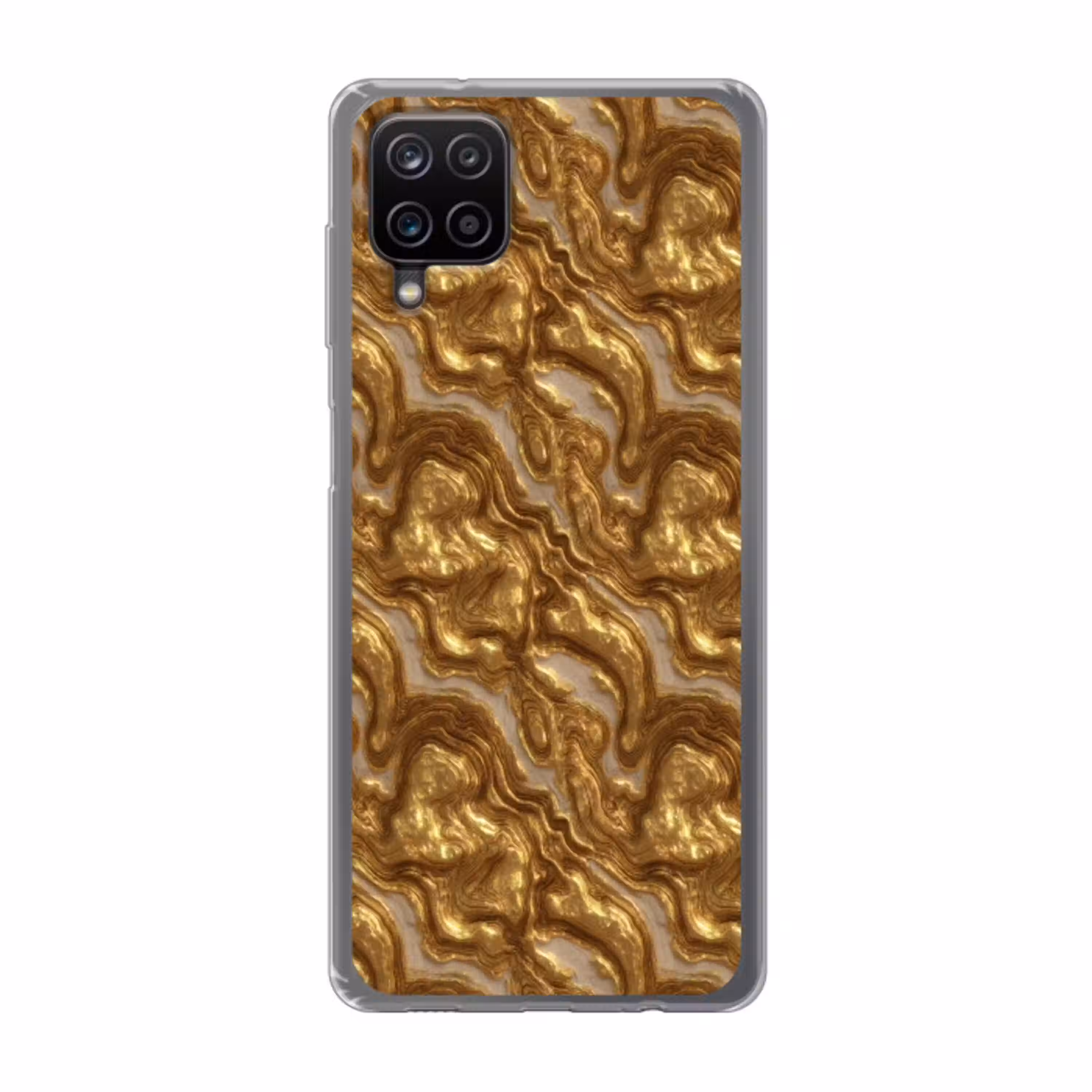 Golven - Organisch - Goud - Crème Telefoonhoesje Samsung Galaxy A12 klein 372 -3d