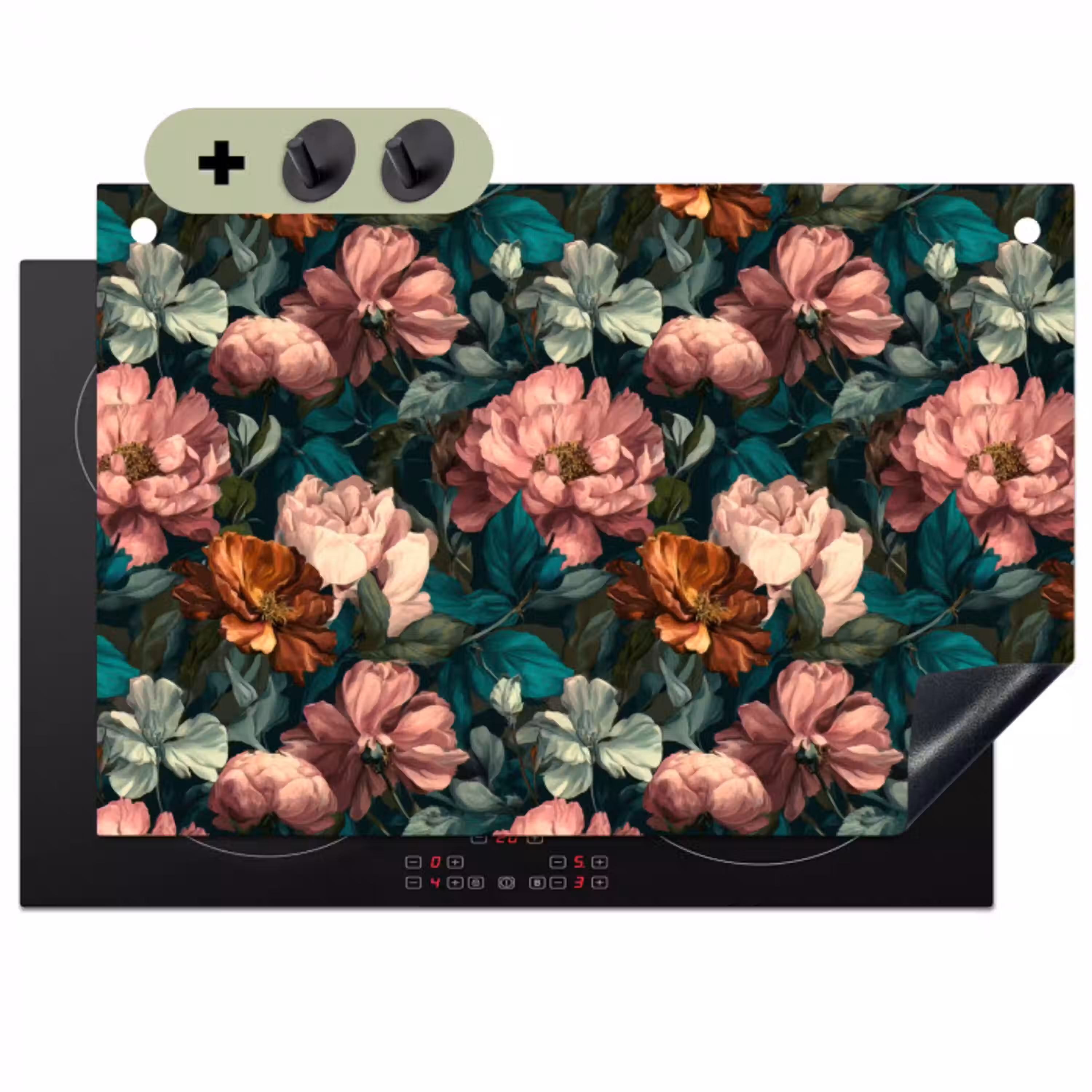 Bloemen - Schilderachtig - Patroon - Roze Inductie beschemer met haakjes klein 777 -3d